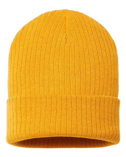 Atlantis Headwear Sustainable Rib Cuffed Beanie - Mustard Yellow
