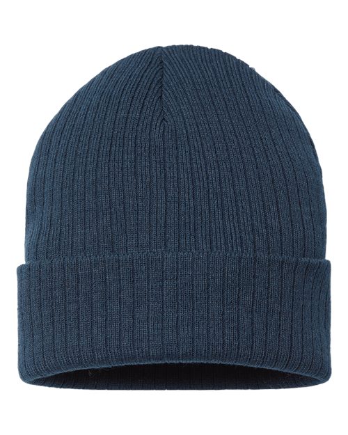 Atlantis Headwear Sustainable Rib Cuffed Beanie - Navy