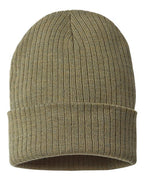 Atlantis Headwear Sustainable Rib Cuffed Beanie - Olive