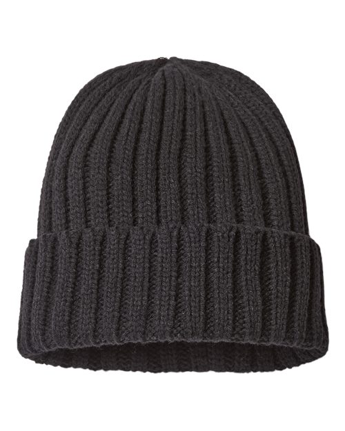 Atlantis Headwear Sustainable Cable Knit Cuffed Beanie - Black