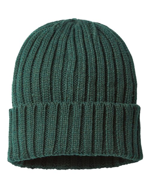 Atlantis Headwear Sustainable Cable Knit Cuffed Beanie - Bottle Green