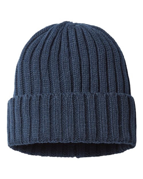 Atlantis Headwear Sustainable Cable Knit Cuffed Beanie - Navy