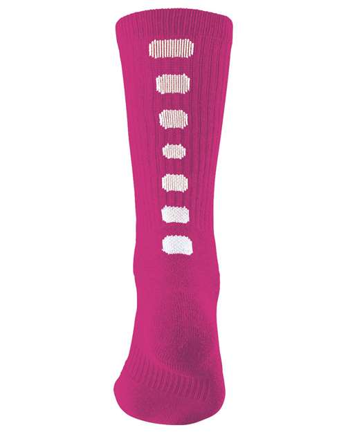 Augusta Sportswear Colorblocked Crew Socks - Power Pink/ White