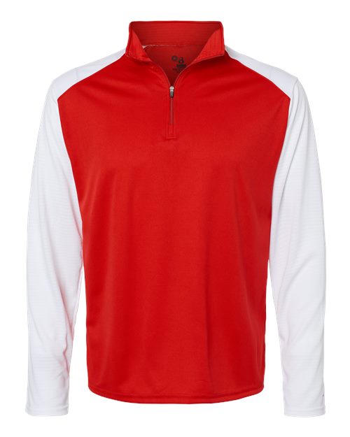 Badger Men's Breakout Quarter-Zip Pullover - Red/ White