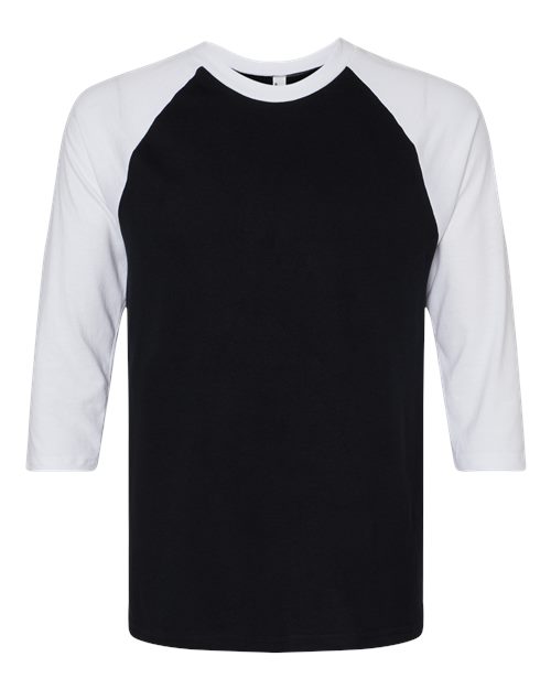American Apparel Unisex CVC Raglan Tee - Black/ White