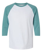 American Apparel Unisex CVC Raglan Tee - White/Heather Arctic