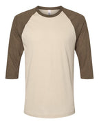 American Apparel Unisex CVC Raglan Tee - Heather Bone/ Heather Army