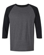 American Apparel Unisex CVC Raglan Tee - Heather Charcoal/ Black