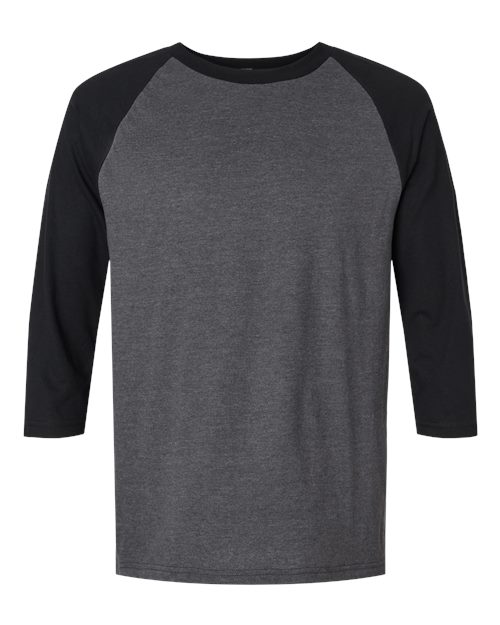 American Apparel Unisex CVC Raglan Tee - Heather Charcoal/ Black