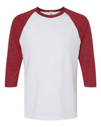 American Apparel Unisex CVC Raglan Tee - White/ Heather Cardinal