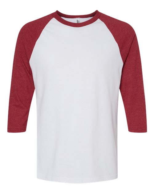 American Apparel Unisex CVC Raglan Tee - White/ Heather Cardinal