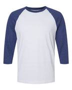 American Apparel Unisex CVC Raglan Tee - White/ Heather Indigo