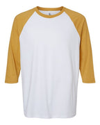American Apparel Unisex CVC Raglan Tee - White/ Heather Mustard