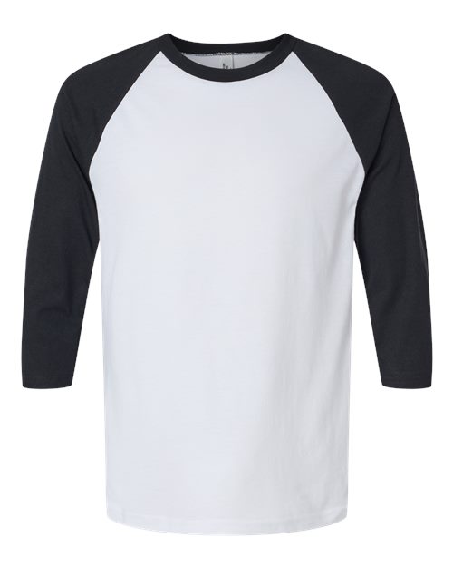 American Apparel Unisex CVC Raglan Tee - White/ Black